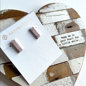 Kendra Scott Lady Stud Earrings Silver Pink NEW